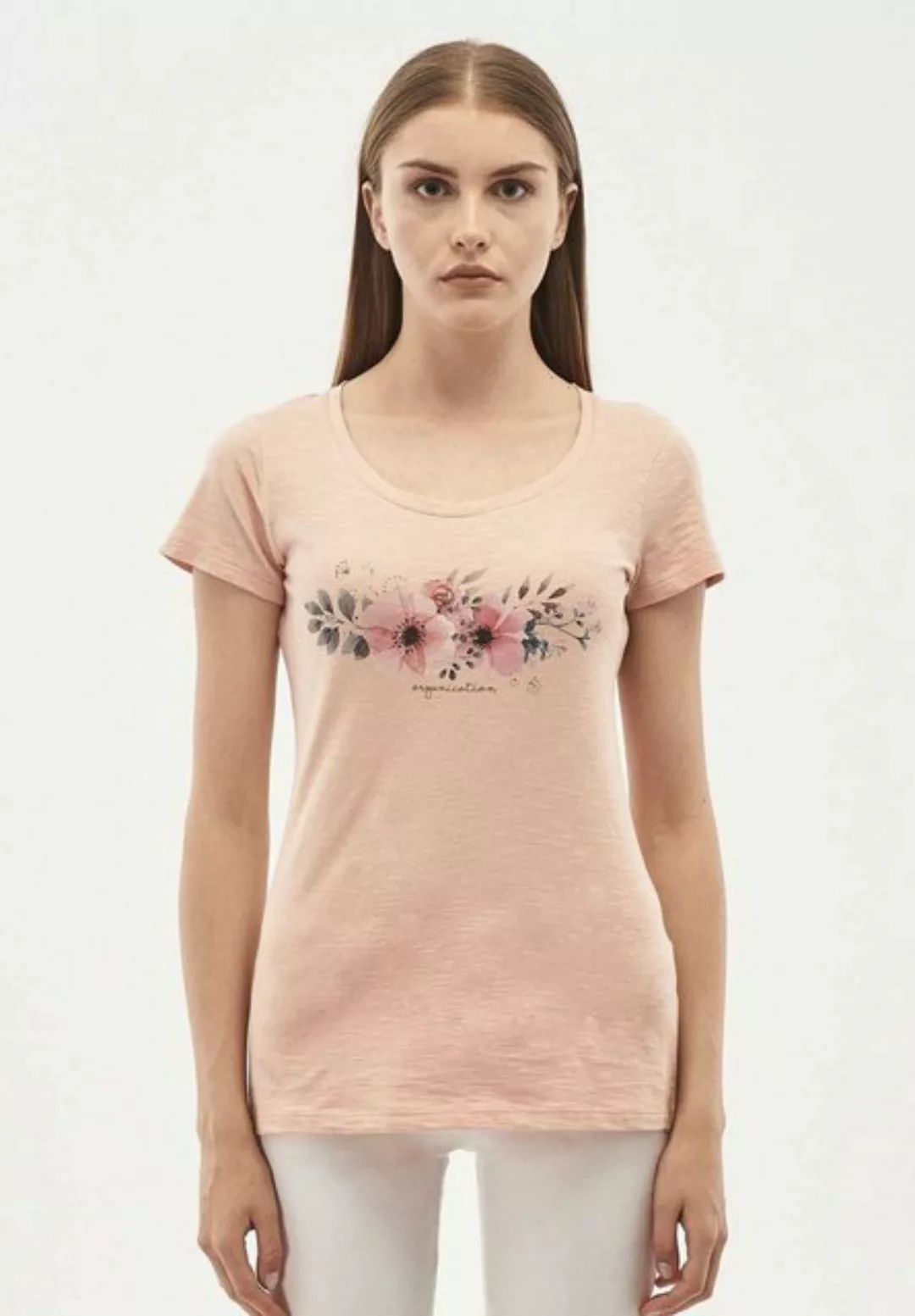 ORGANICATION T-Shirt T-Shirt aus Bio-Baumwolle mit Blumen-Print in Pink San günstig online kaufen