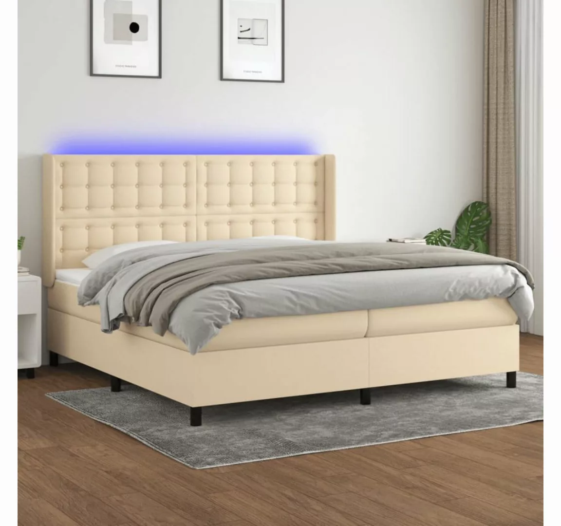 vidaXL Boxspringbett, Boxspringbett mit Matratze & LED Creme 200x200 cm Sto günstig online kaufen