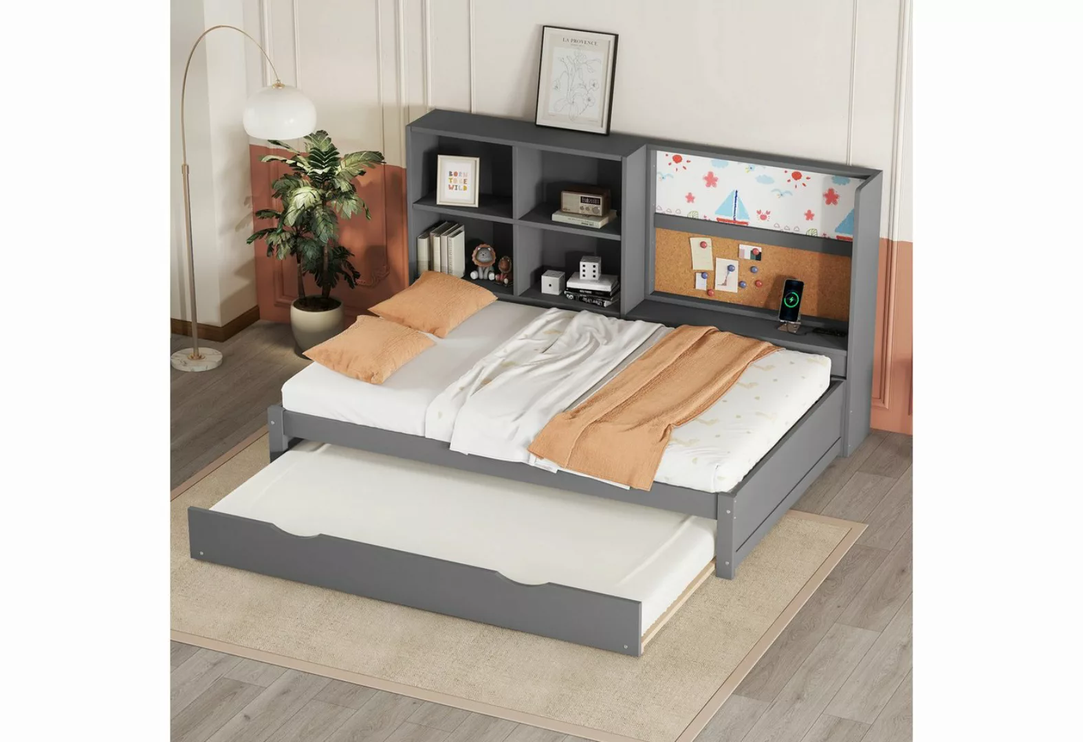 HAUSS SPLOE Kinderbett 90*200cm mit ausziehbarem Bett, usb-Ladeanschluss, S günstig online kaufen