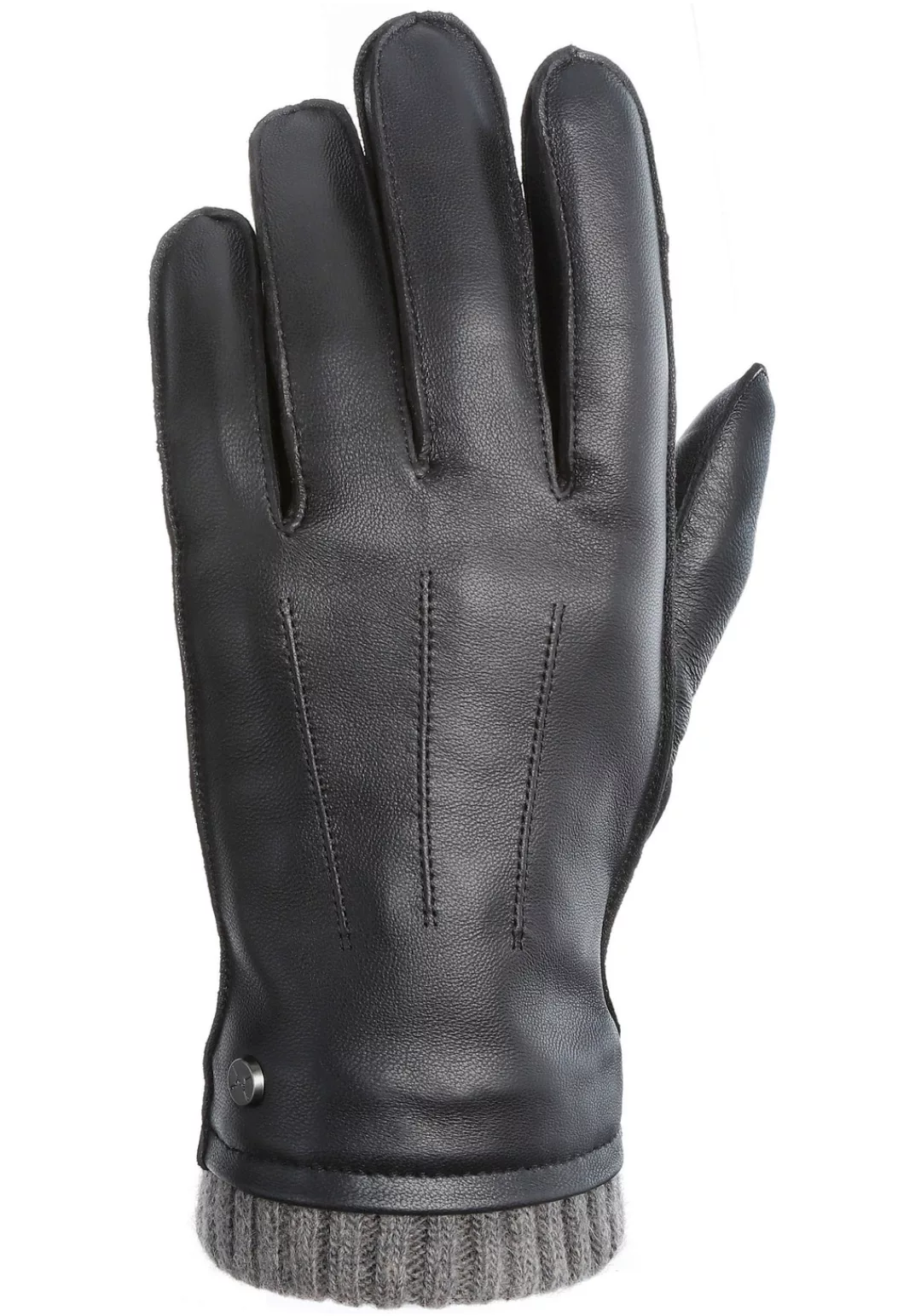 PEARLWOOD Lederhandschuhe "JACKSON", (1 Paar), Strickbündchen, dekorative Z günstig online kaufen