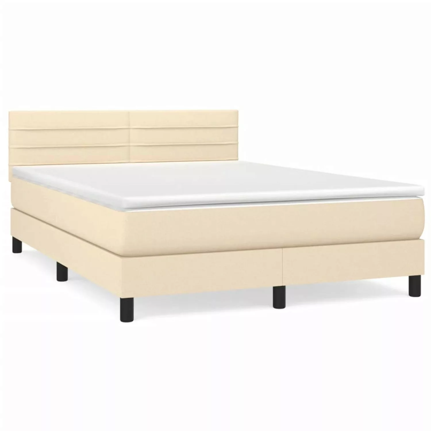 vidaXL Boxspringbett mit Matratze Creme 140x190 cm Stoff1389683 günstig online kaufen