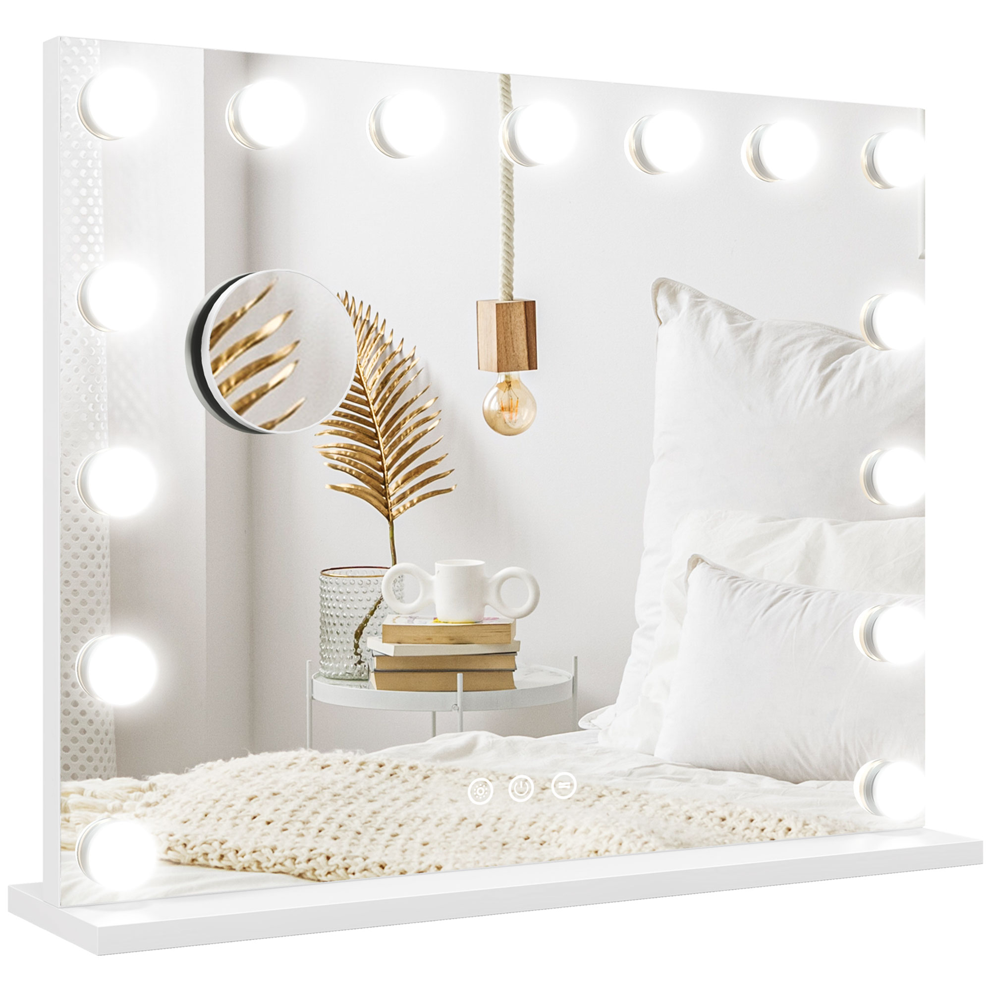 HOMCOM Hollywood Spiegel mit Beleuchtung 58x48cm 15 LED 3 Lichtmodi 10X Ver günstig online kaufen