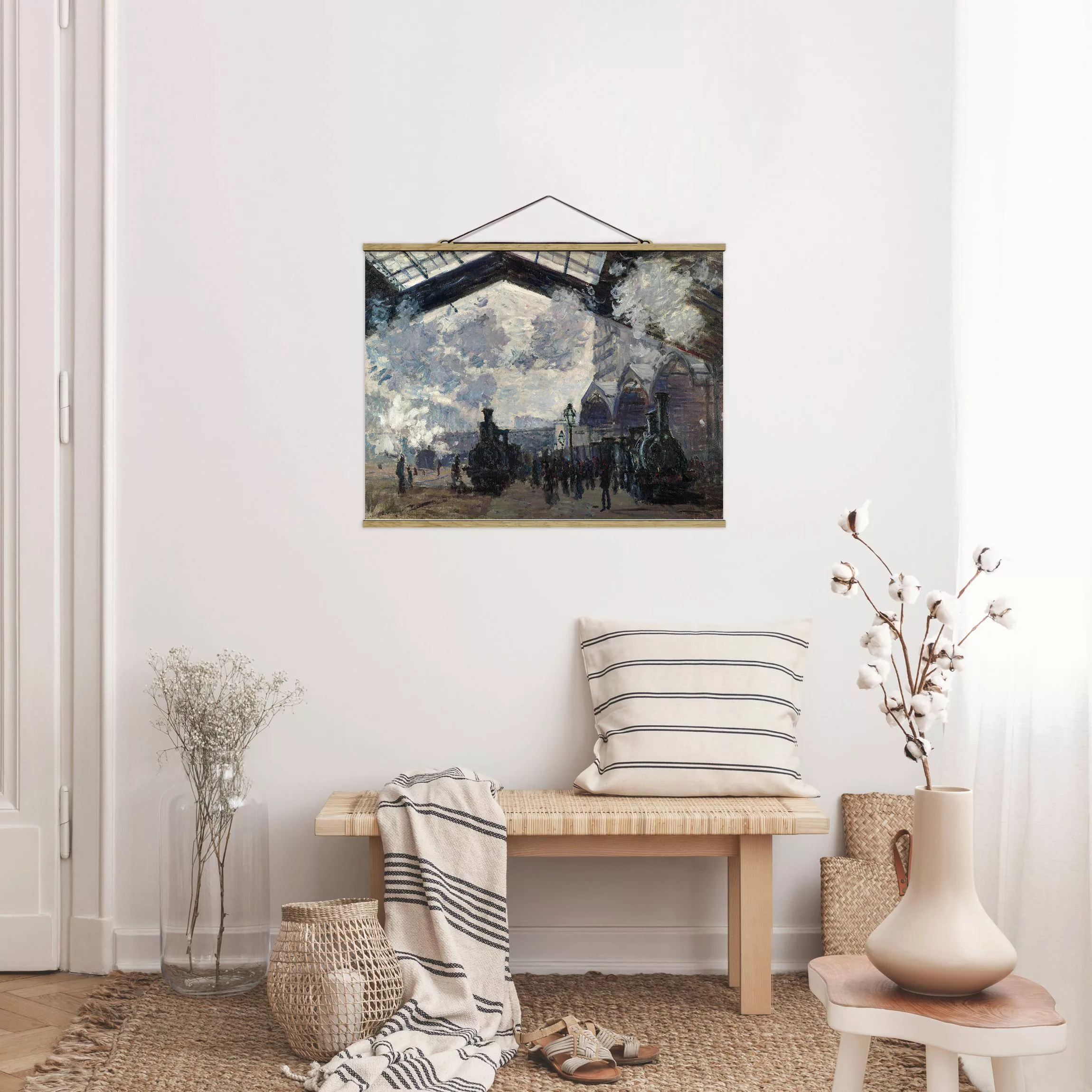 Stoffbild Kunstdruck mit Posterleisten - Querformat Claude Monet - Gare Sai günstig online kaufen