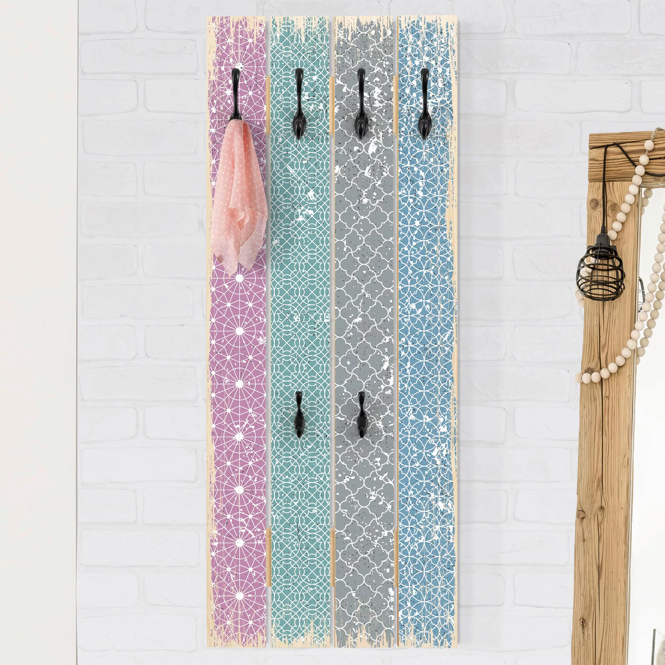 Wandgarderobe Holzpalette Shabby Pattern Pastell günstig online kaufen