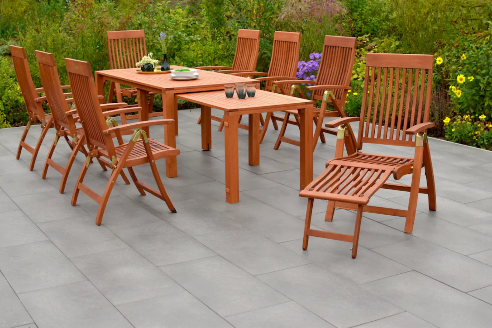 MERXX Garten-Essgruppe "Comodoro", (Set, 9 tlg.), 6 Klappsessel, 2 Klappses günstig online kaufen