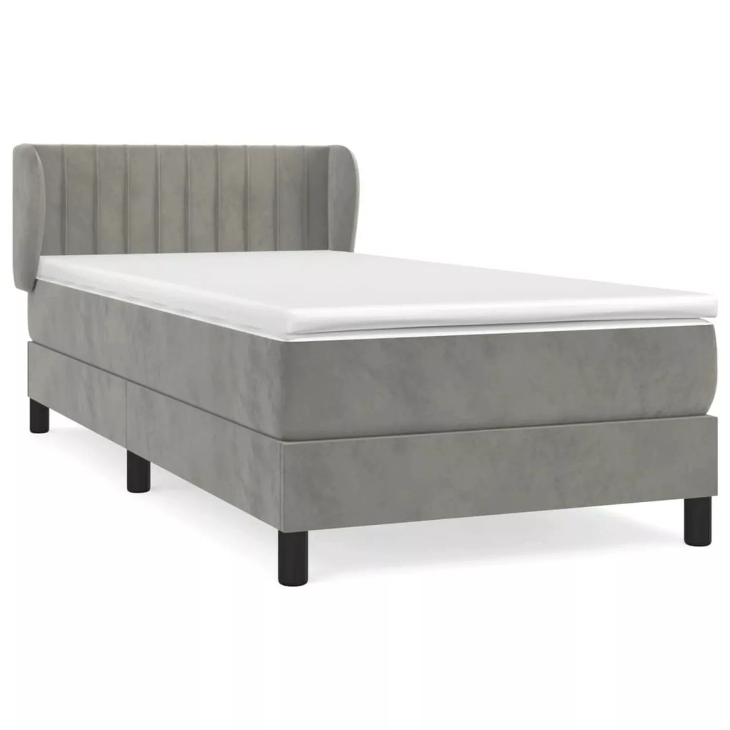 vidaXL Boxspringbett Boxspringbett mit Matratze Dunkelgrau 90x200 cm Samt B günstig online kaufen