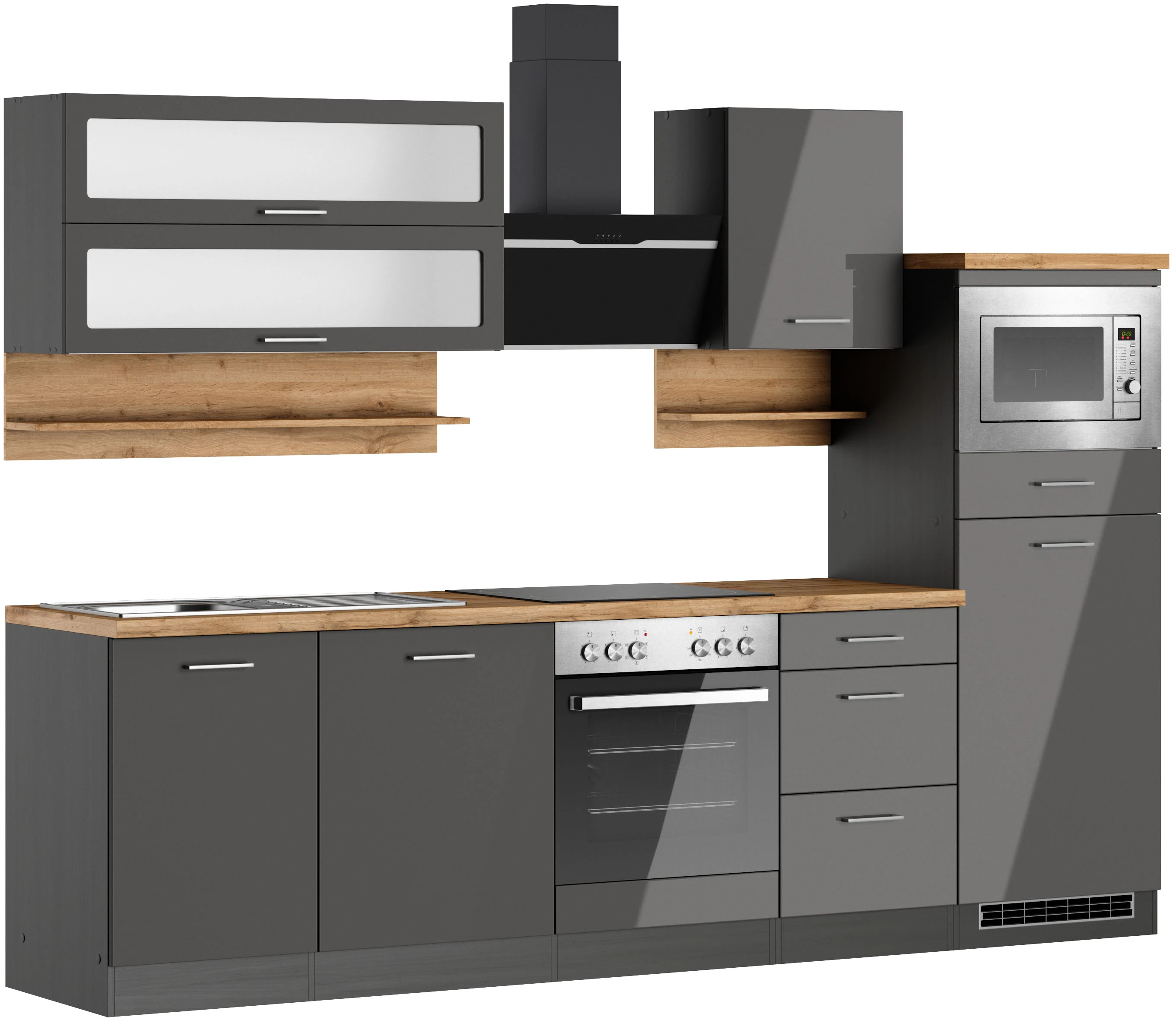 KOCHSTATION Küchenzeile "KS-Milan", 280 cm breit, robuste Metallauszüge, vi günstig online kaufen