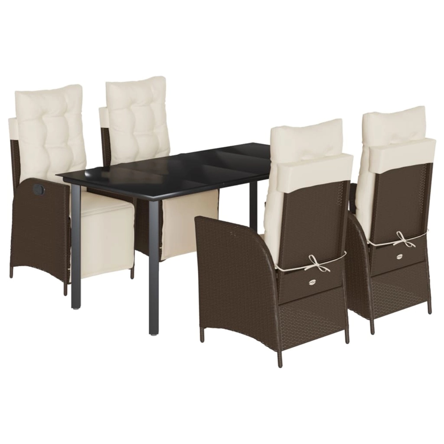 vidaXL 5-Tlg Garten-Essgruppe mit Kissen Braun Poly Rattan 3213416 günstig online kaufen