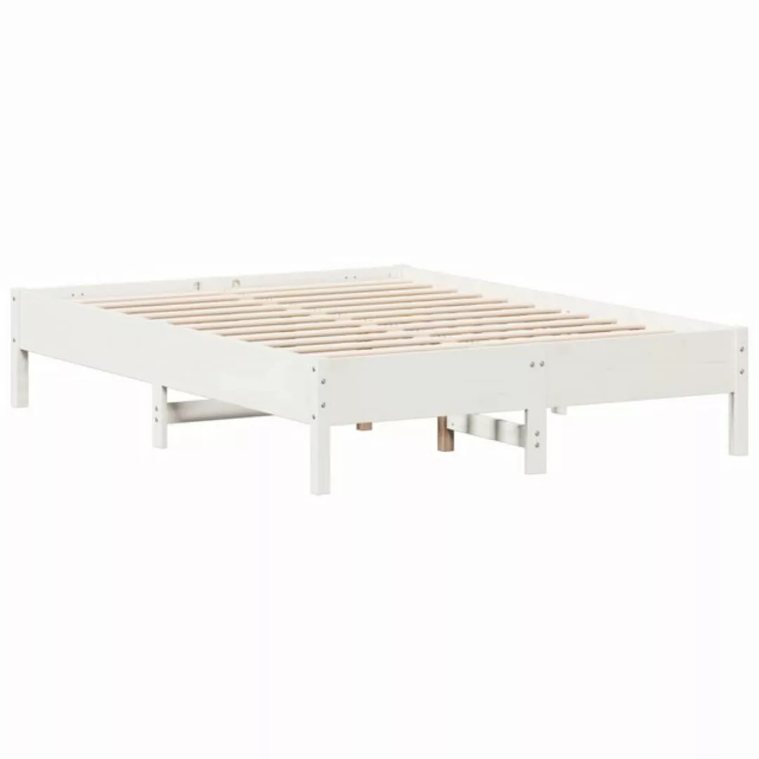 vidaXL Bettgestell Massivholzbett Weiß 135x190 cm Kiefer Bett Bettgestell günstig online kaufen