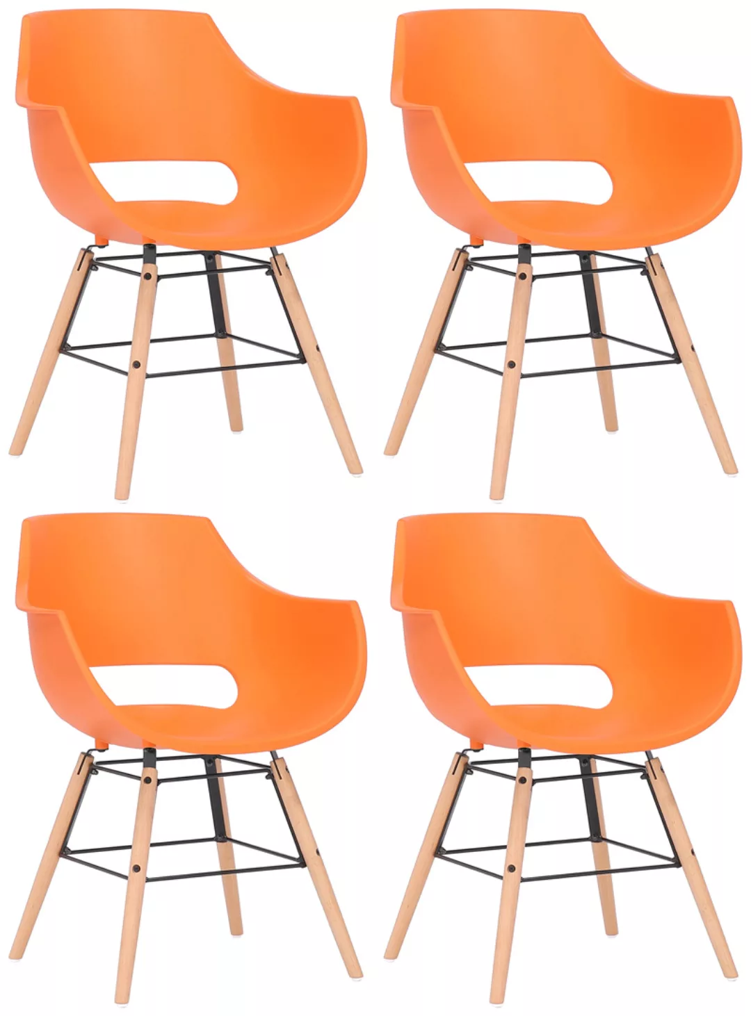 4er Set Stühle Skien Kunststoff natura orange günstig online kaufen