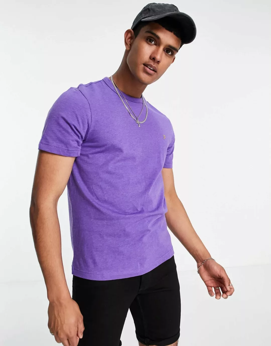 Farah – Danny – T-Shirt aus Bio-Baumwolle in Lila günstig online kaufen