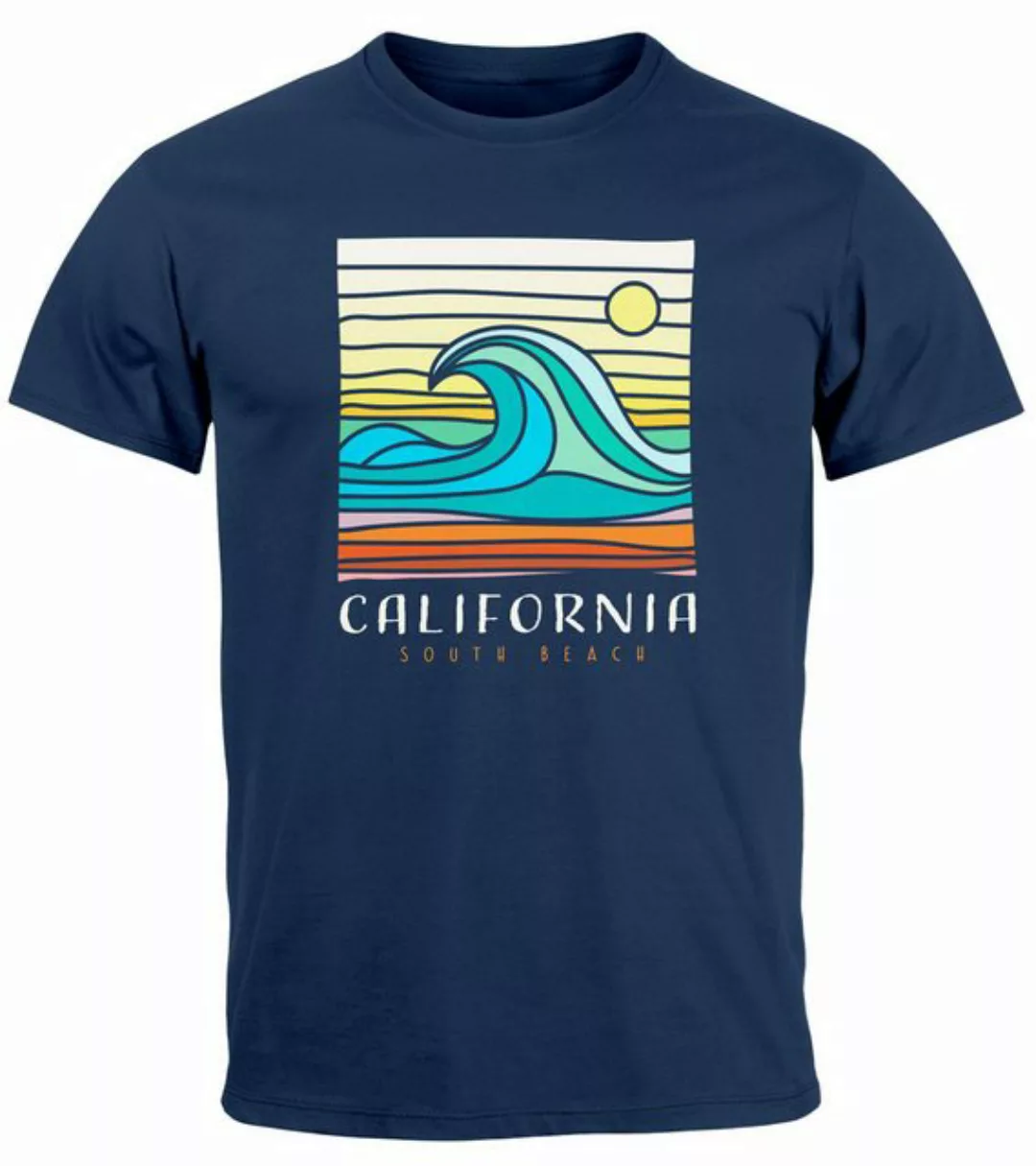 Neverless Print-Shirt Herren T-Shirt California South Beach Welle Wave Surf günstig online kaufen