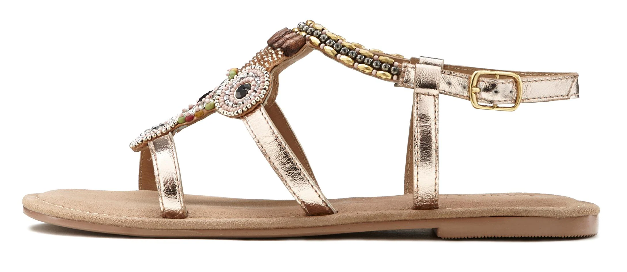 LASCANA Sandale "Sommerschuh", Sandalette, Sommerschuh aus Leder mit Steinc günstig online kaufen