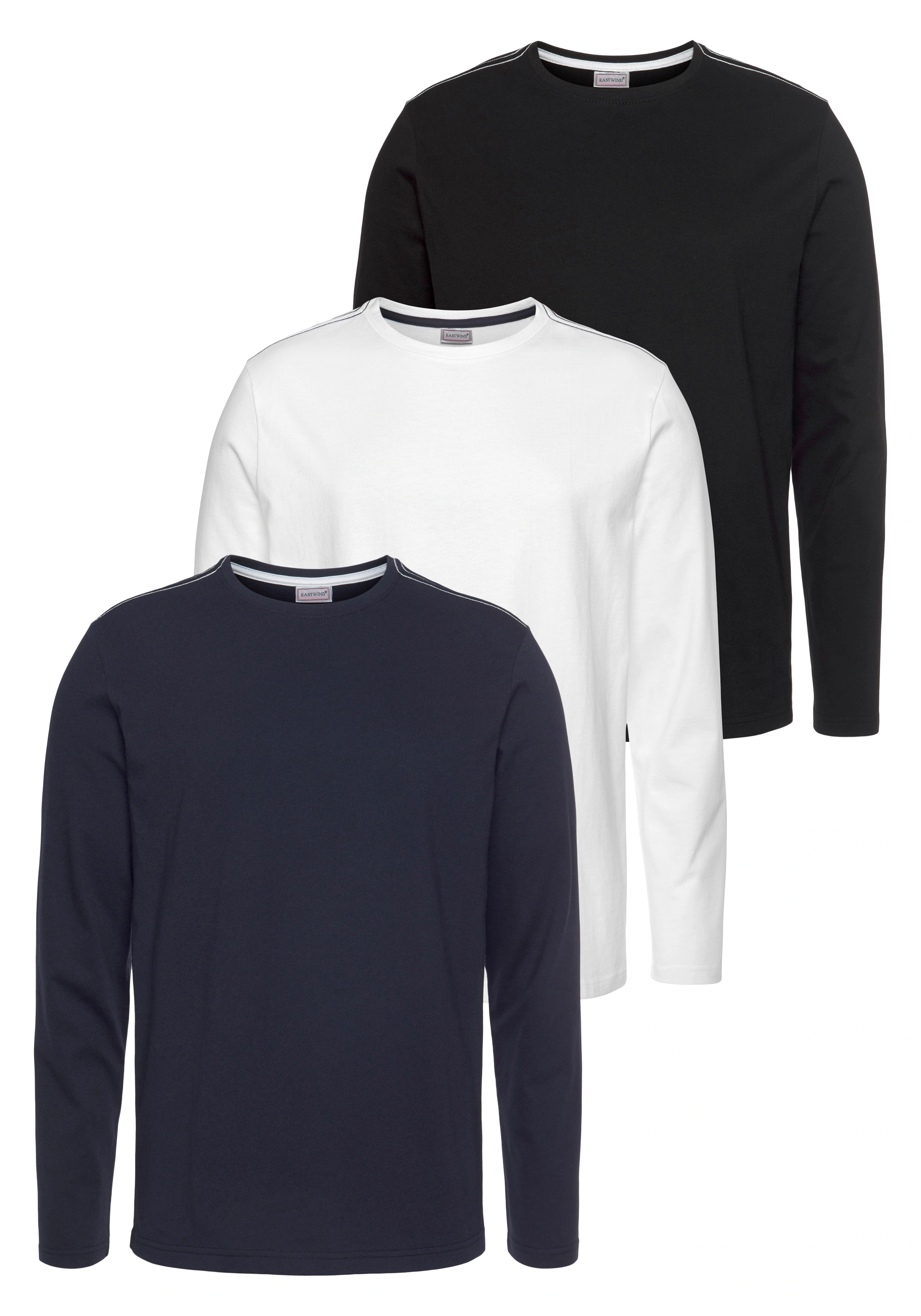 Eastwind Langarmshirt (3er-Pack) Langarm, Basic-Stil, Rundhals-Ausschnitt, günstig online kaufen