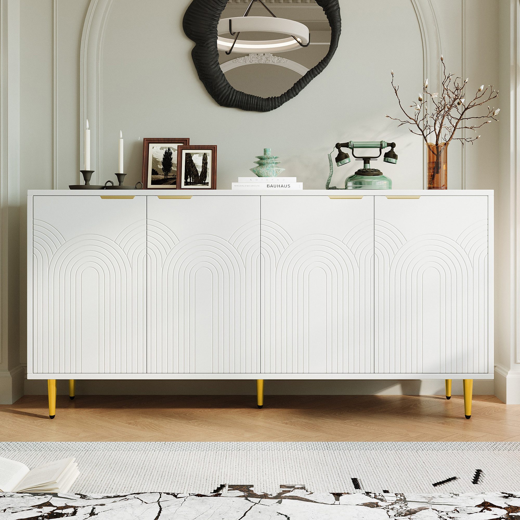 STILVORA Sideboard wohnzimmer 80×35cm Buffetschrank weiß,Küchenschrank günstig online kaufen