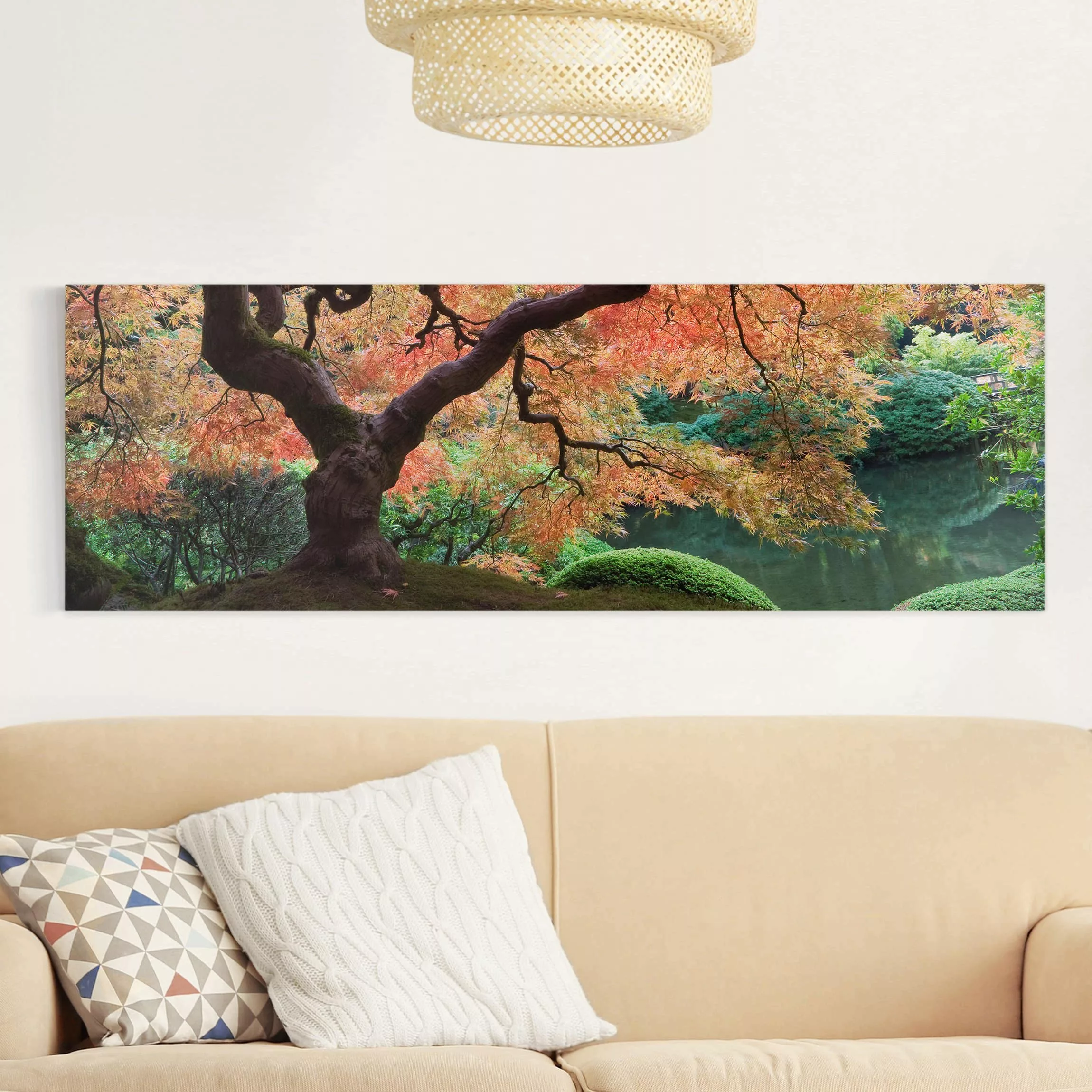 Leinwandbild Wald - Panorama Japanischer Garten günstig online kaufen