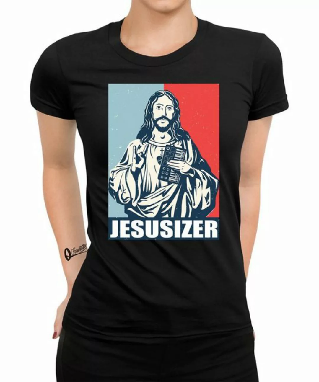 Quattro Formatee Kurzarmshirt Jesusizer - Elektronische Musiker Synthesizer günstig online kaufen
