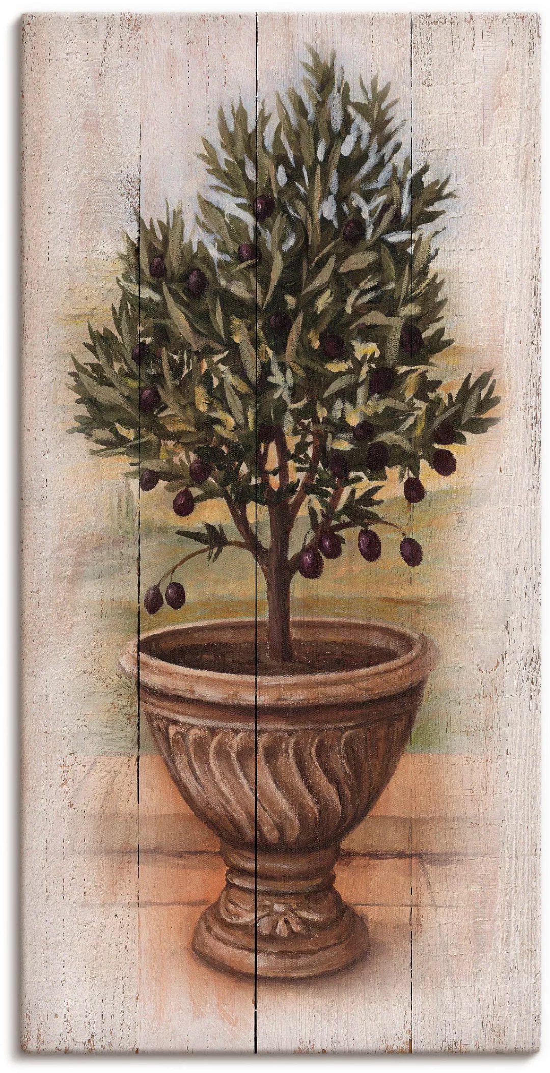 Artland Leinwandbild »Olivenbaum mit Holzoptik«, Pflanzen, (1 St.), auf Kei günstig online kaufen