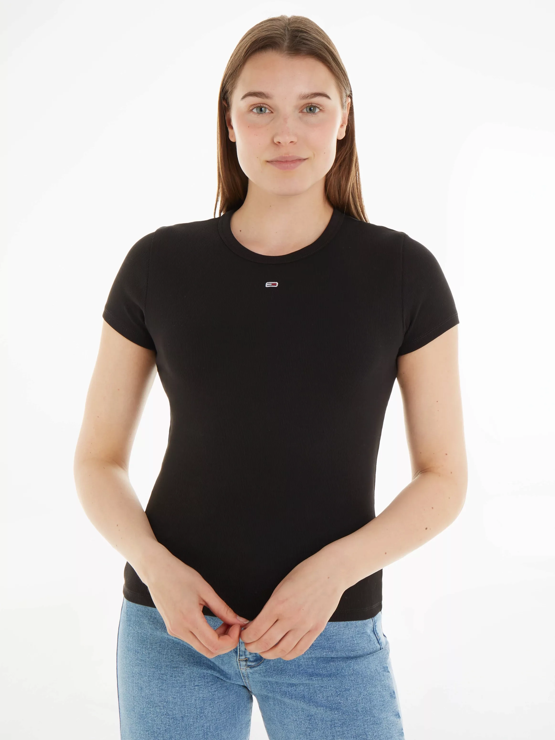 Tommy Jeans Curve T-Shirt "Slim Essential Rib", Große Größen günstig online kaufen