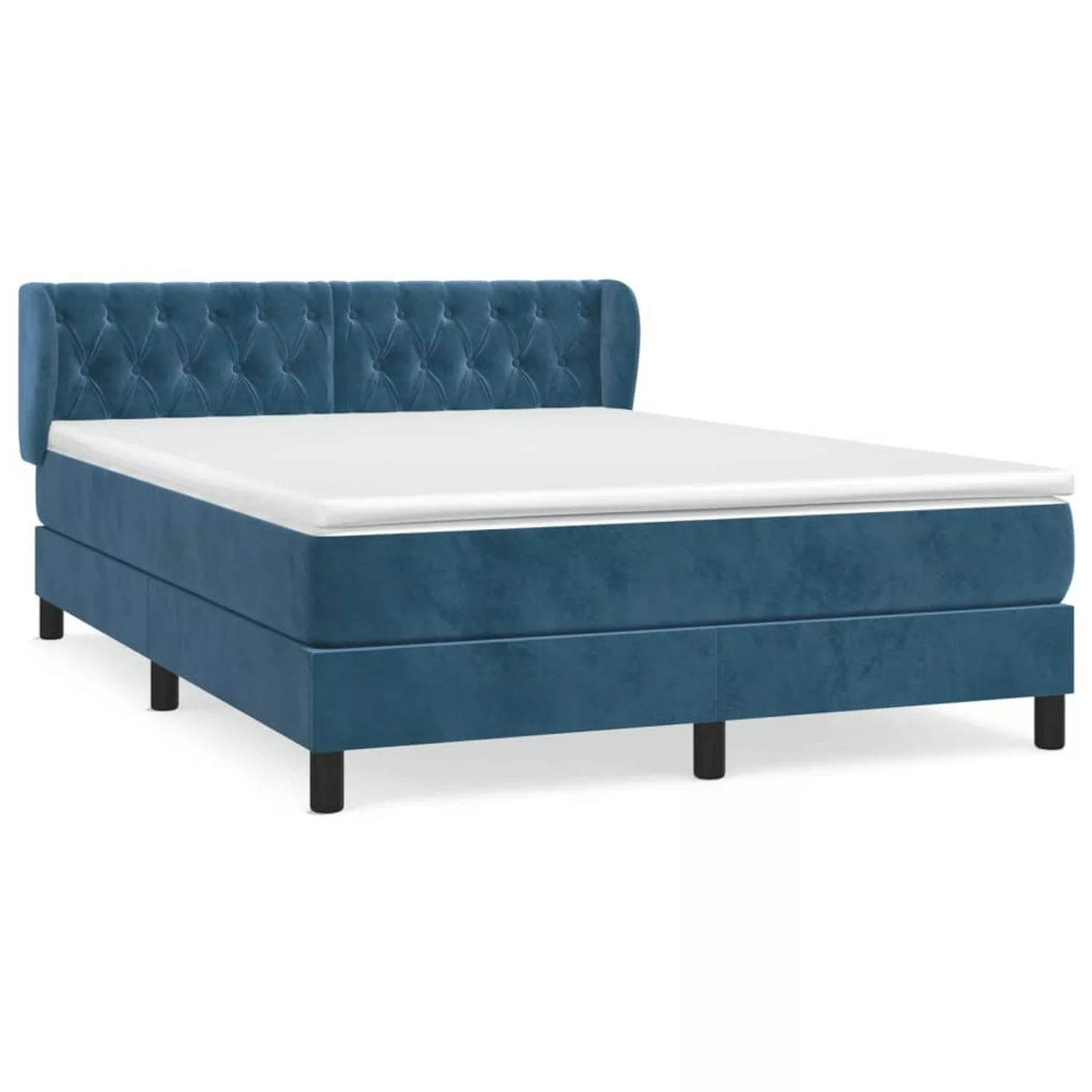 vidaXL Boxspringbett mit Matratze Dunkelblau 140x190 cm Samt1466951 günstig online kaufen