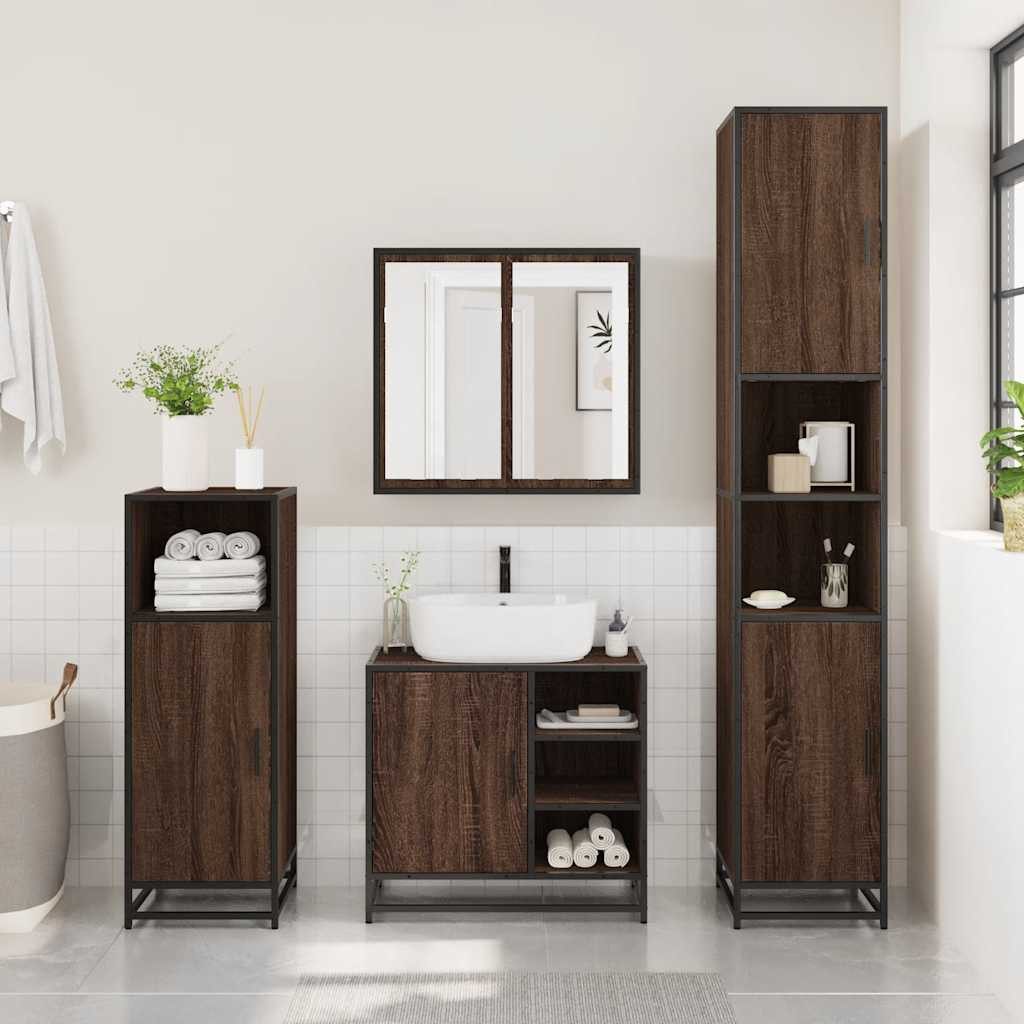 vidaXL Badezimmer-Set Waschbeckenunterschrank Braun Eichen-Optik 65x33x60 günstig online kaufen
