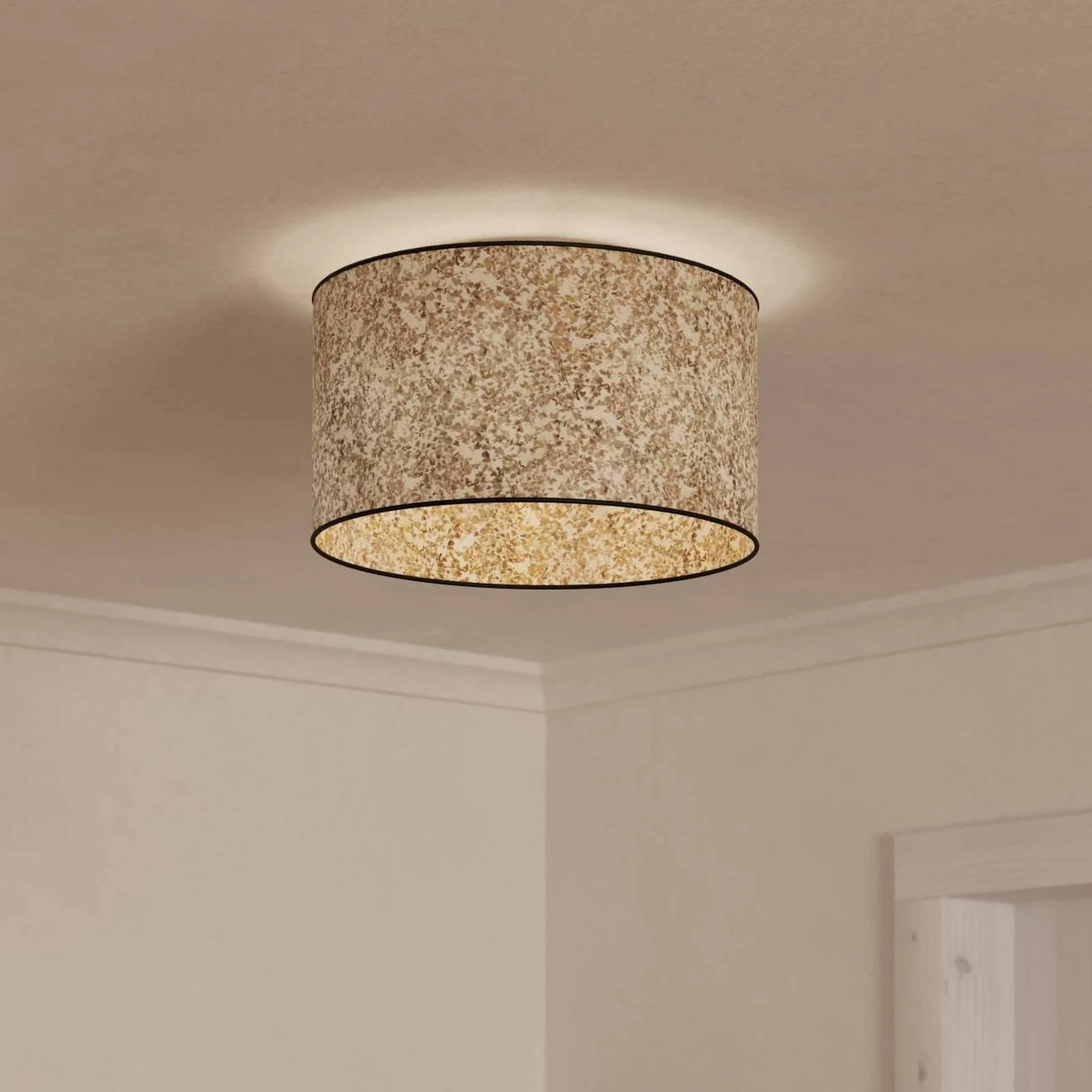 Deckenlampe Butterburn, Ø 38 cm, beige/grün, Stoff günstig online kaufen