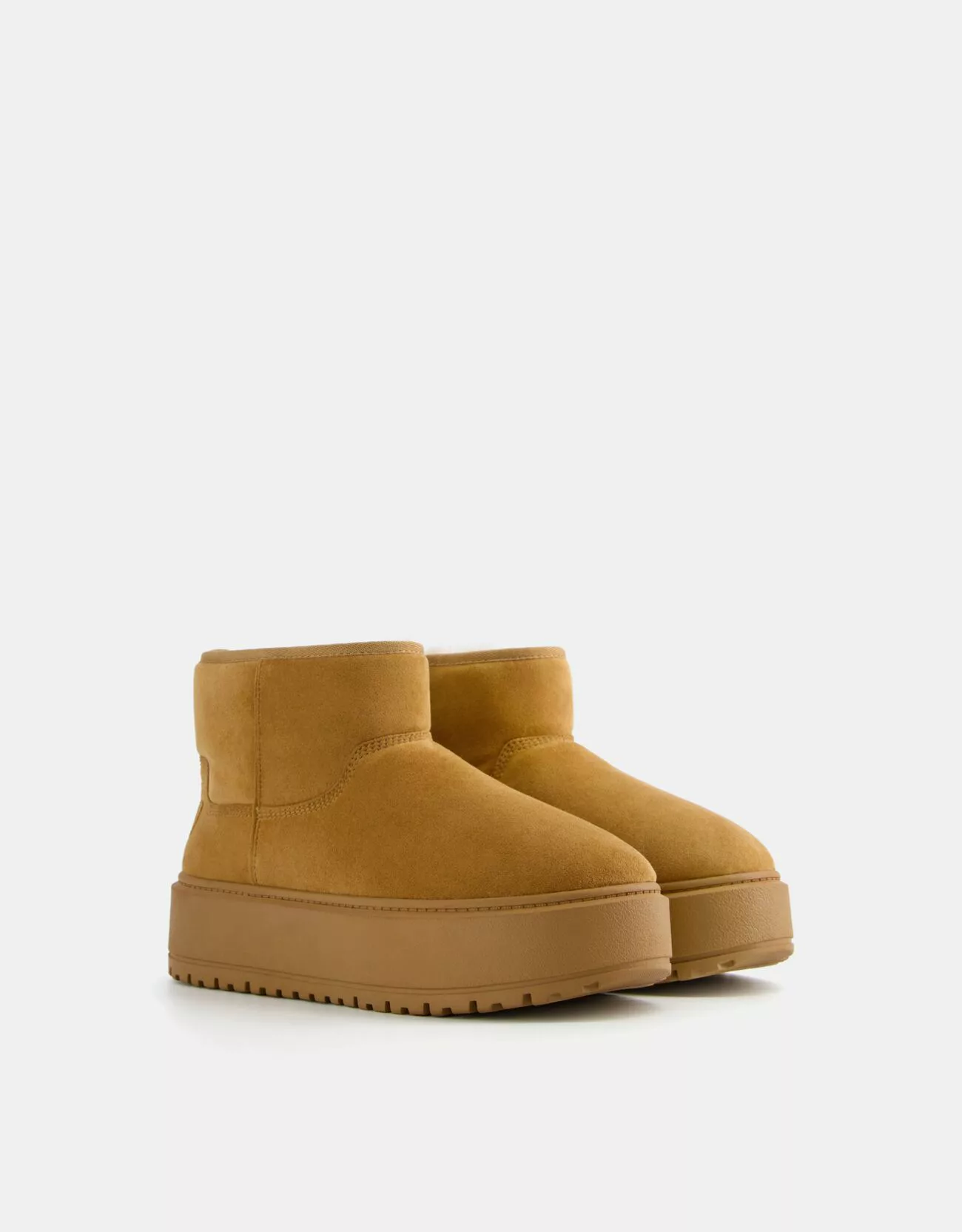 Bershka Plateau-Stiefeletten Mit Fellfutter Damen 37 Lederfarbe günstig online kaufen