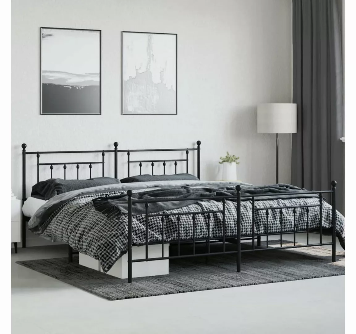 furnicato Bettgestell mit Kopf- und Fußteil Metall Schwarz 193x203 cm (1-tl günstig online kaufen