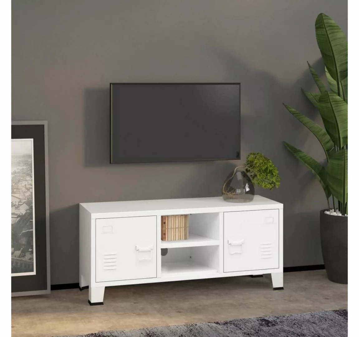 furnicato TV-Schrank Industrie-Stil Weiß 105x35x42 cm Metall günstig online kaufen