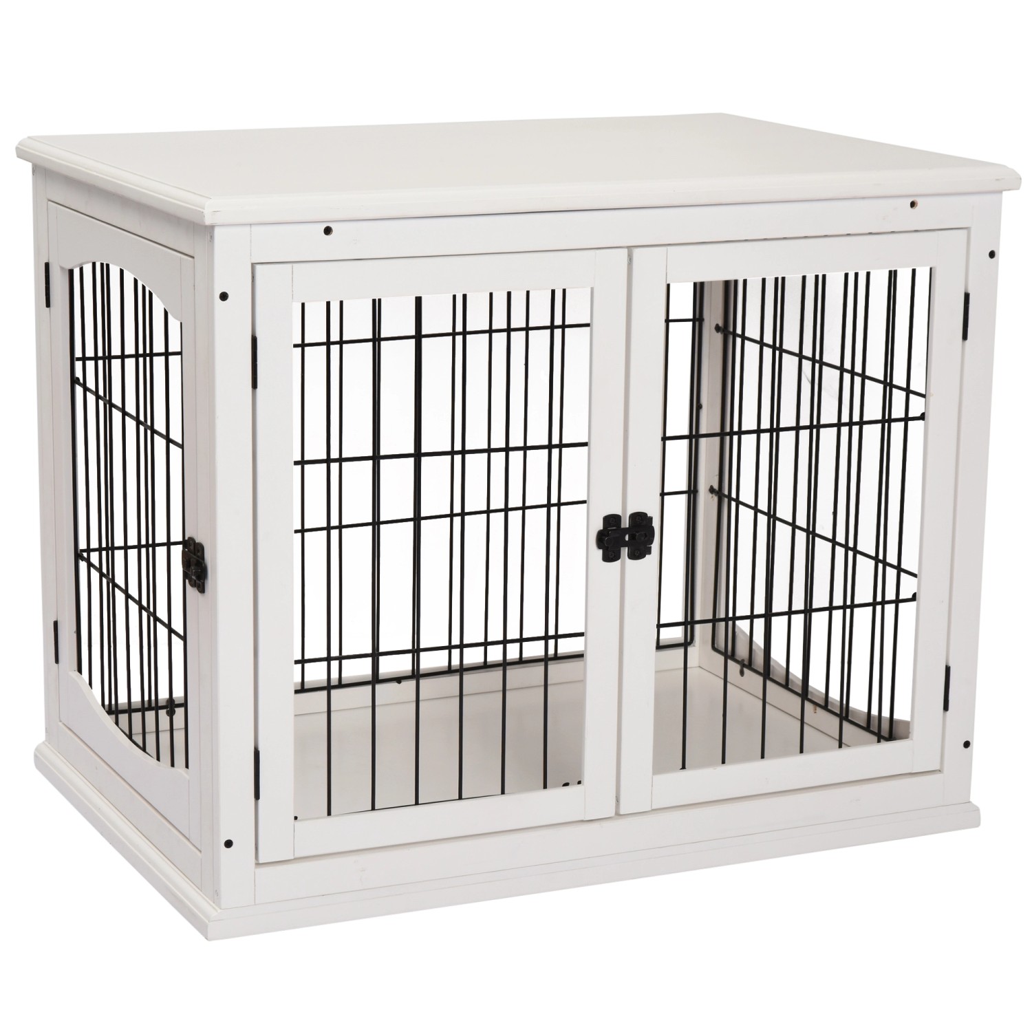 PawHut Hundehaus Transportbox mit 2 Türen Haustier Metall Weiß 81 x 58,5 x günstig online kaufen