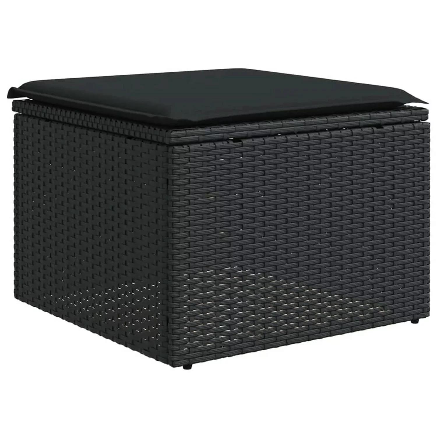 vidaXL Gartenhocker mit Kissen Schwarz 55x55x37 cm Poly Rattan günstig online kaufen