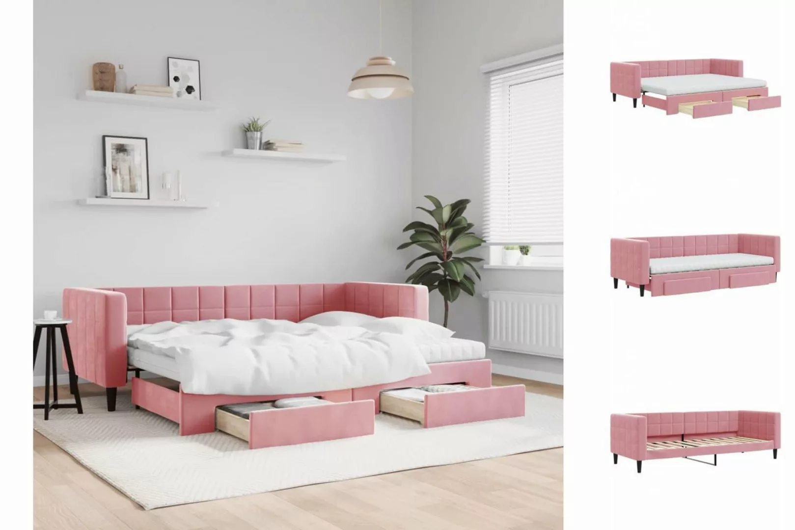 vidaXL Gästebett Gästebett Tagesbett Ausziehbar mit Schubladen Rosa 80x200 günstig online kaufen