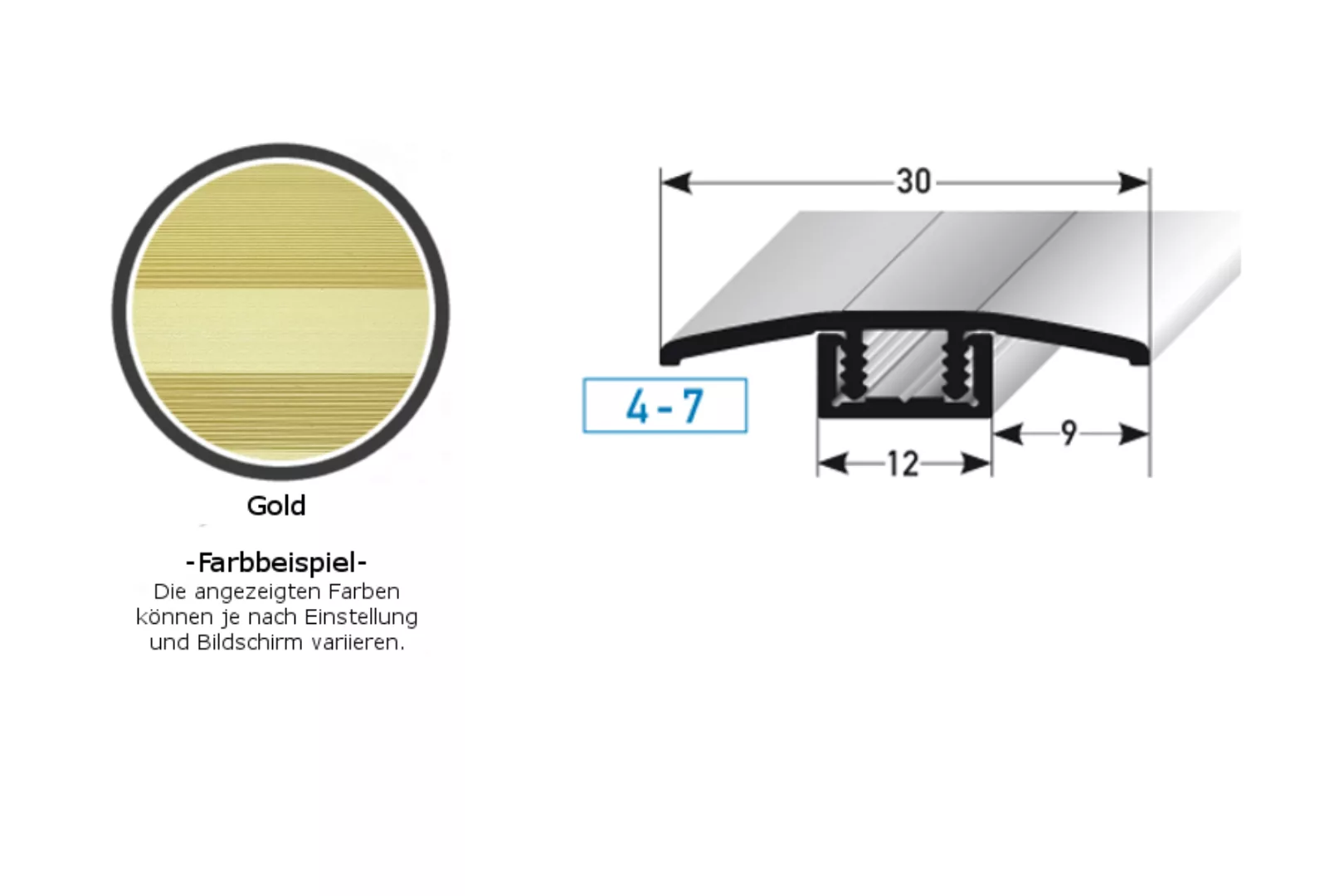 Übergangsprofil / Übergangsschiene Laminat "Pikeville", für Höhe 4 - 7 mm, günstig online kaufen