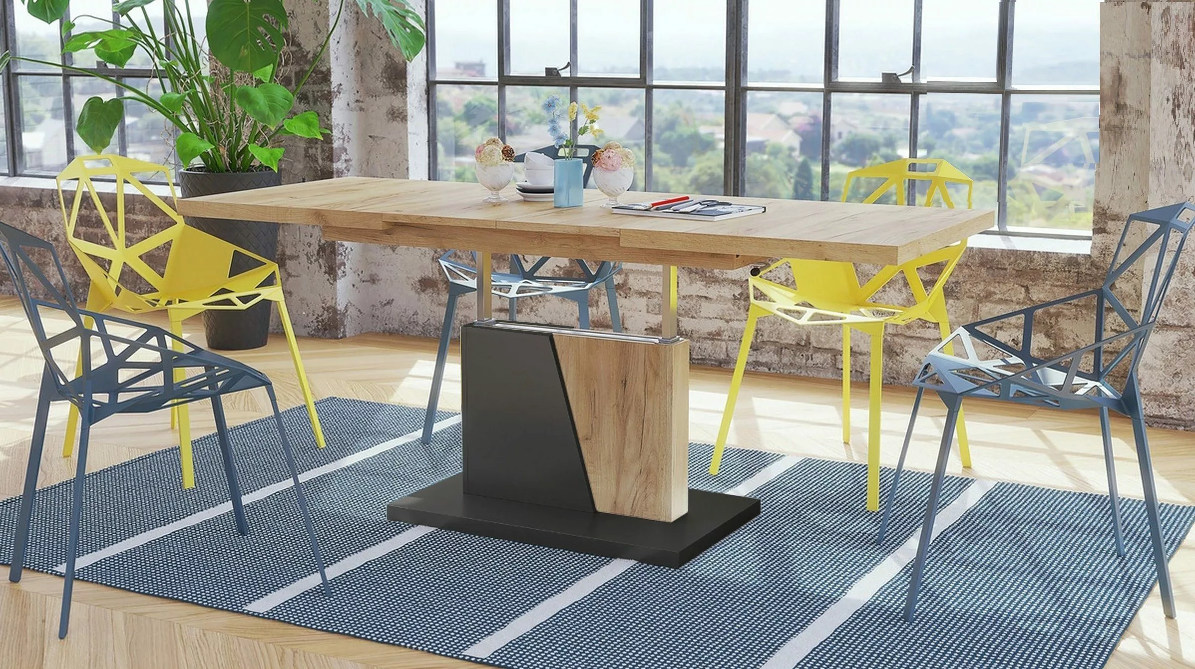 Mazzoni Couchtisch Grand Noir Eiche Gold-Anthrazit günstig online kaufen