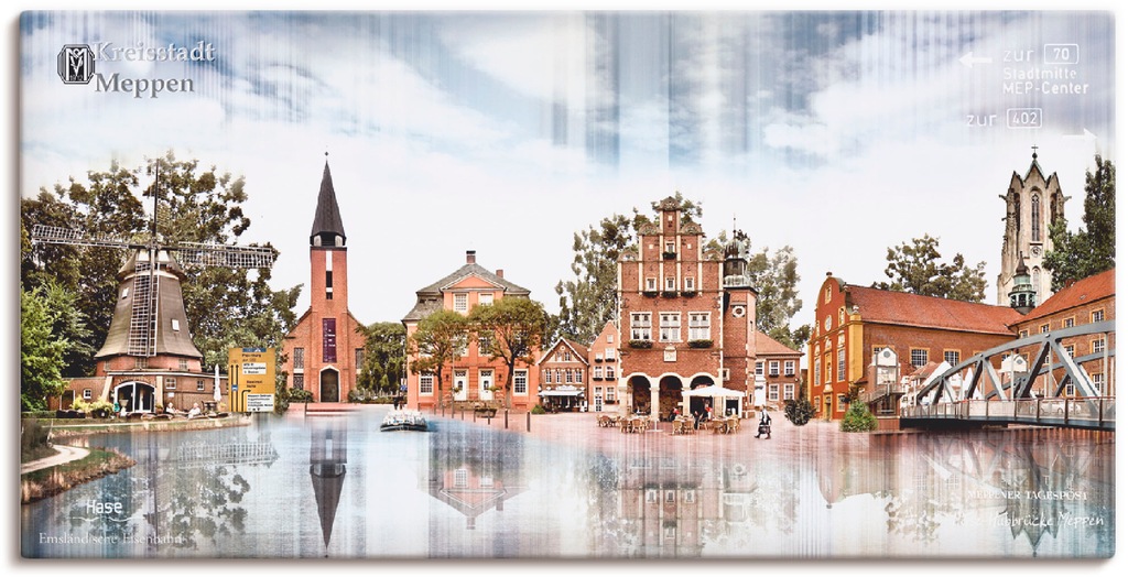 Artland Wandbild "Meppen Skyline Abstrakte Collage", Deutschland, (1 St.), günstig online kaufen