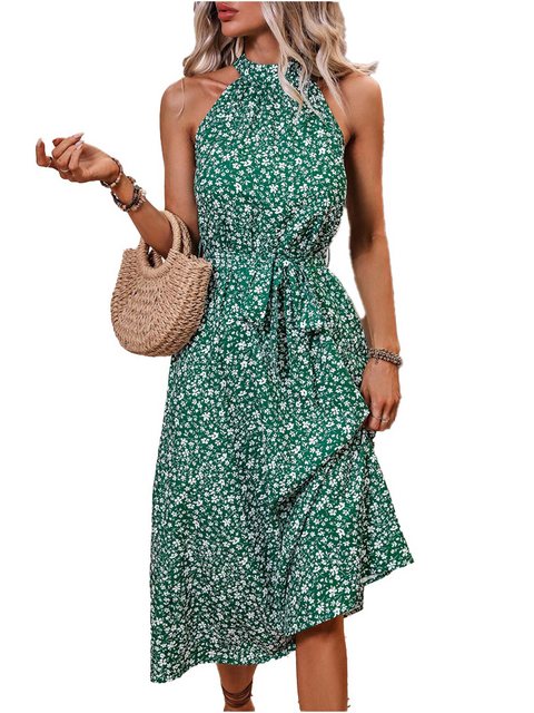 KIKI Neckholderkleid Sommerkleid Damen Chiffon ärmellos Schultergurt Neckho günstig online kaufen