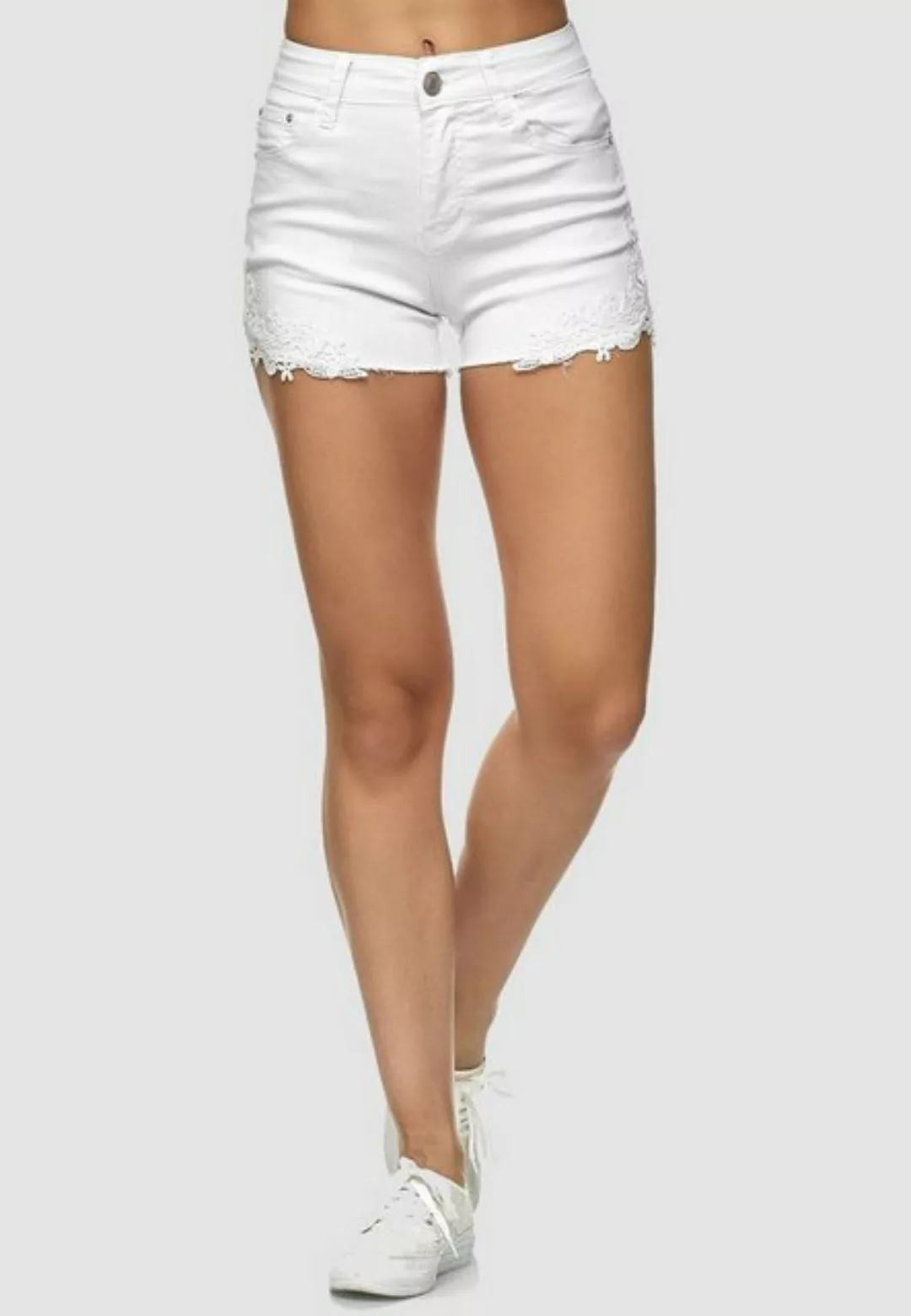 Egomaxx Jeansshorts Jeans Shorts Hose Kurz High Waist Hot Pants mit Spitze günstig online kaufen