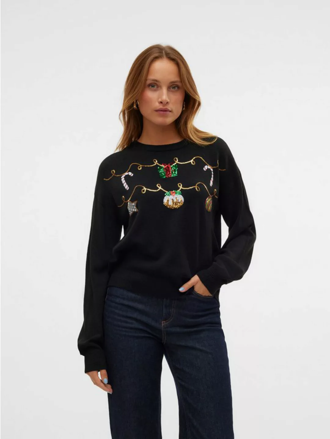 Vero Moda Weihnachtspullover VMNEWGARLAND LS O-NECK PULL. XMAS günstig online kaufen