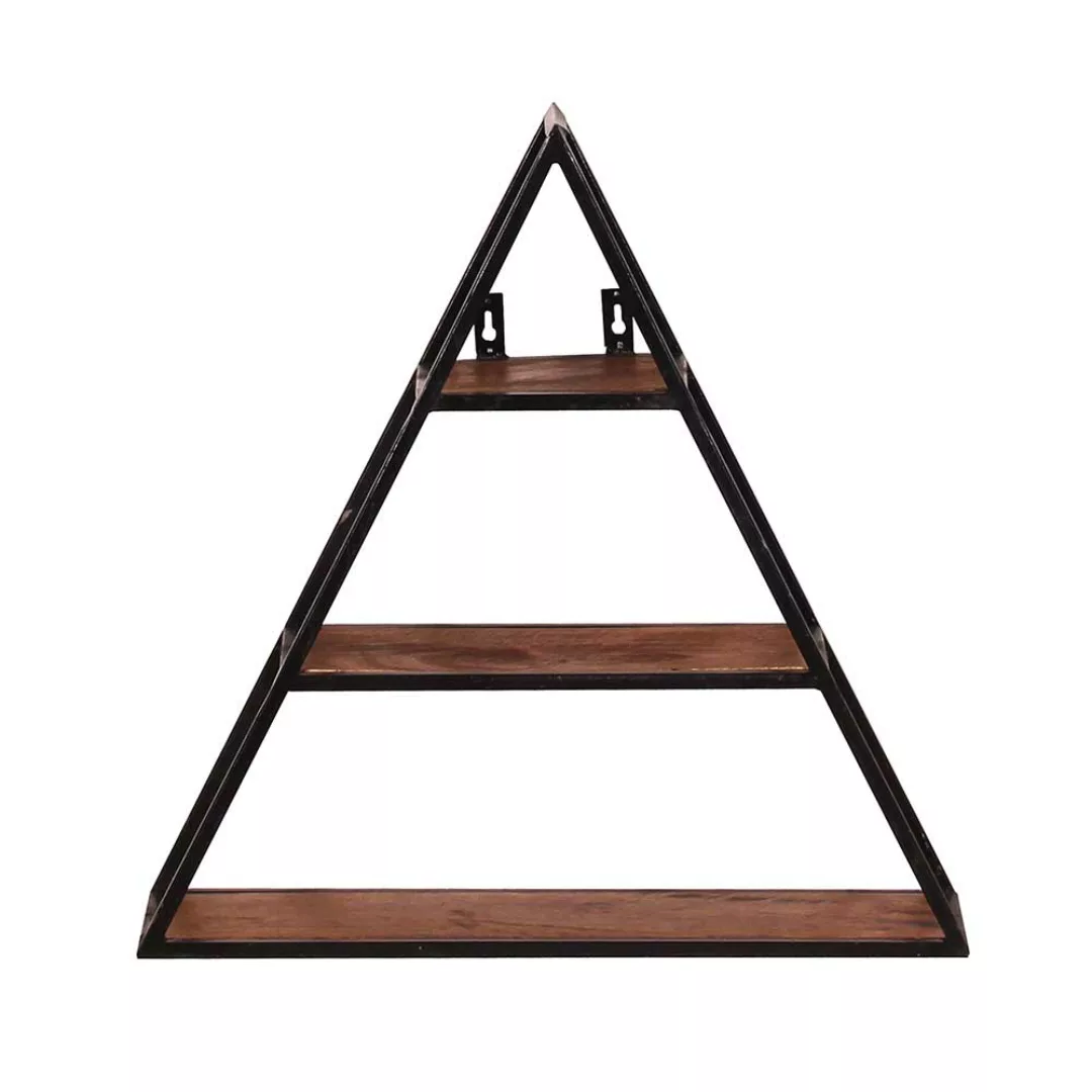 Wandregal Dreieck aus Mangobaum Massivholz Metall günstig online kaufen