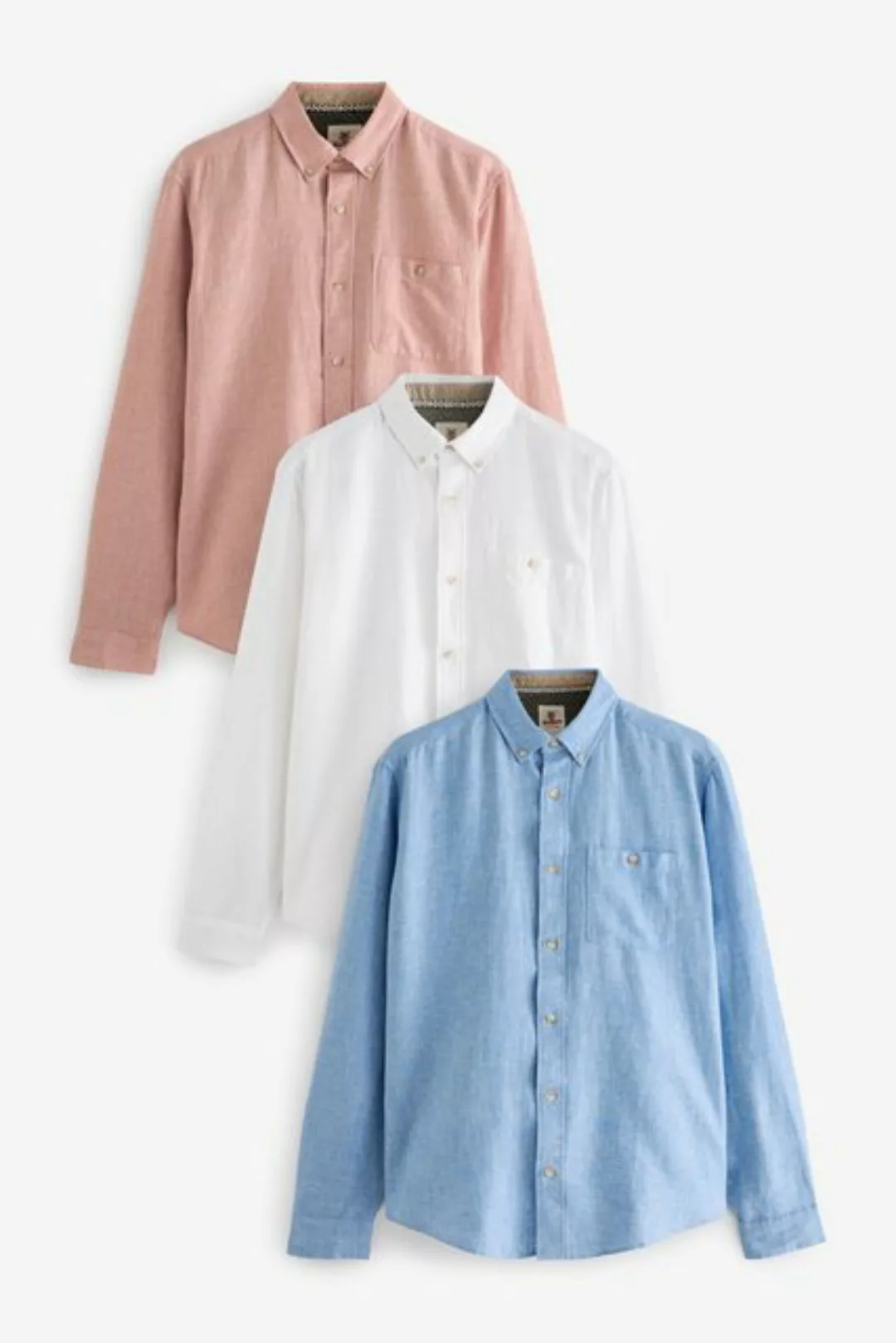 Next Langarmhemd 3er-Pack Hemden mit Krempelärmeln (3-tlg) günstig online kaufen