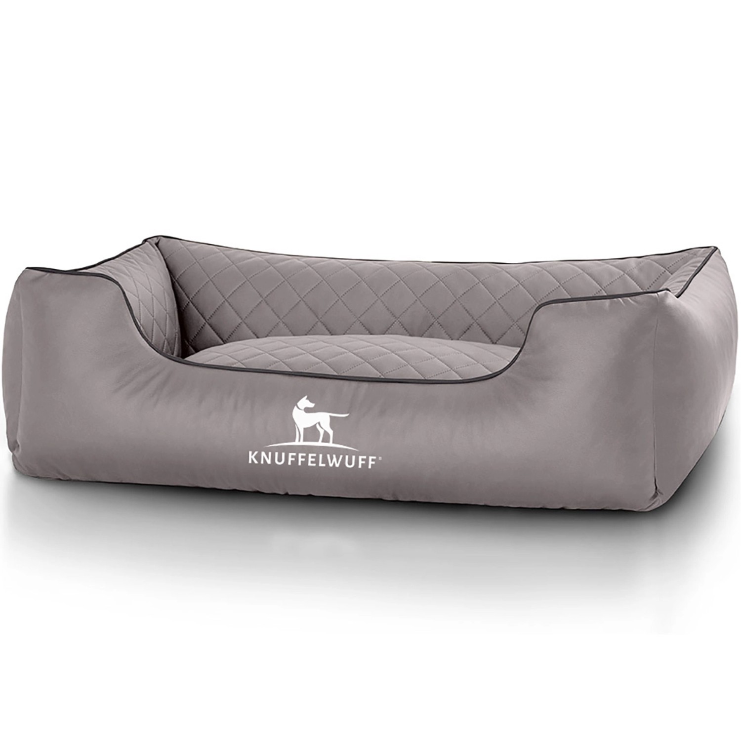 Knuffelwuff Hundebett Milan Kunstleder M-L 85 x 63cm Grau günstig online kaufen