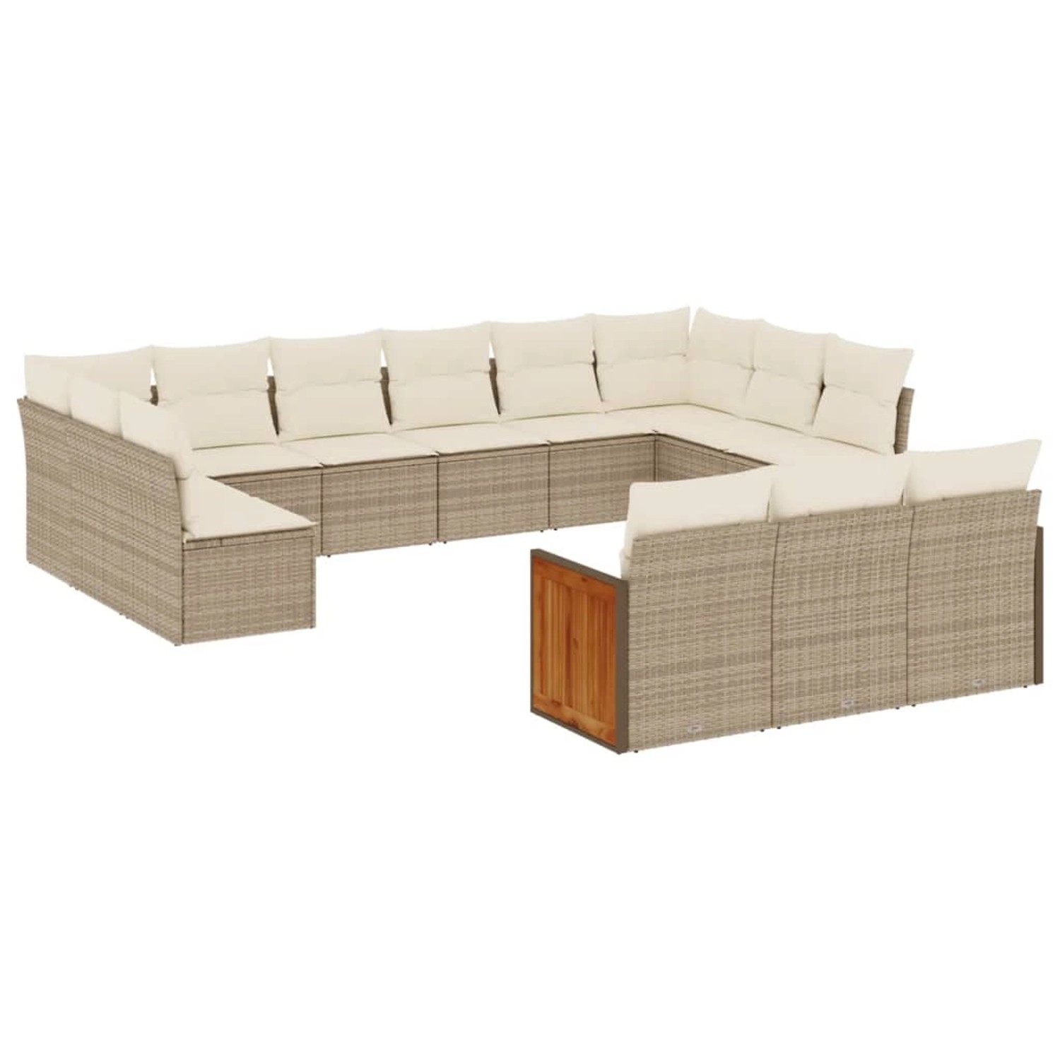 vidaXL 13-Tlg Garten-Sofagarnitur mit Kissen Beige Poly Rattan 3228137 günstig online kaufen