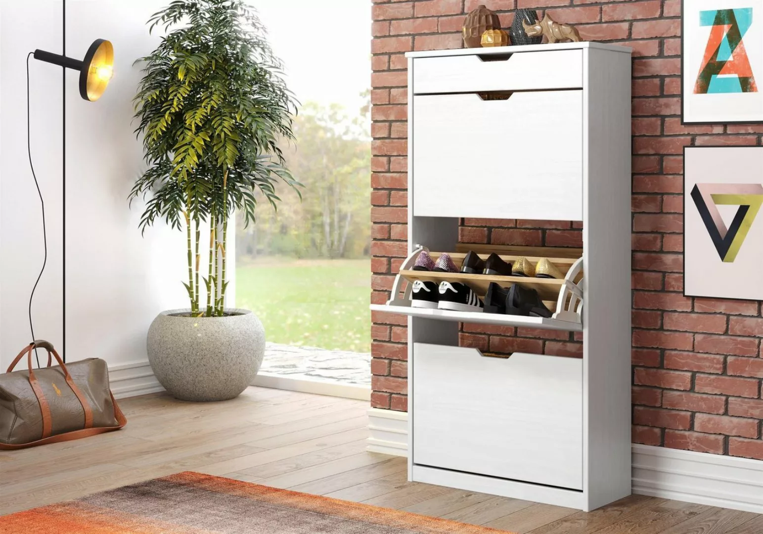 möbelando Schuhschrank Medford 60 x 124 x 25 cm (B/H/T) günstig online kaufen