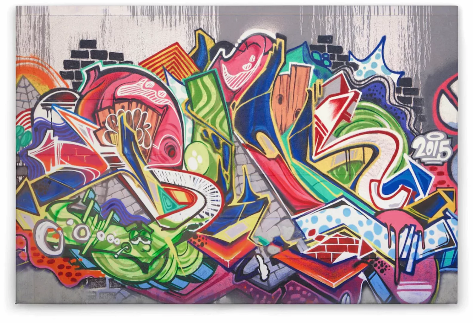 Bricoflor Graffiti Bild Auf Leinwand Bunt Street Art Wandbild Für Wohnzimme günstig online kaufen