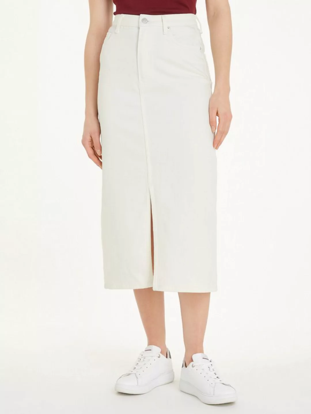 Tommy Hilfiger Bleistiftrock MIDI STRAIGHT SKIRT HW ECRU im 5-Pocket-Style günstig online kaufen