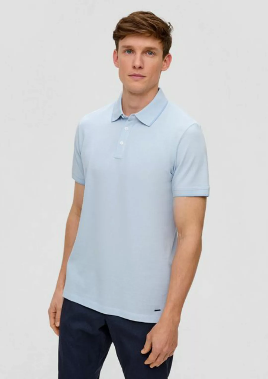 s.Oliver BLACK LABEL Kurzarmshirt Poloshirt im Slim Fit mit Piquéstruktur günstig online kaufen