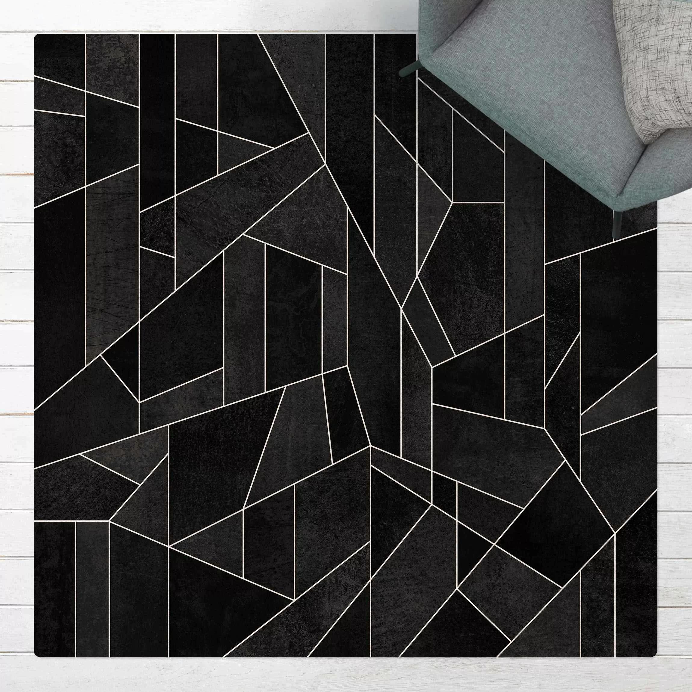 Kork-Teppich Schwarz Weiß Geometrie Aquarell günstig online kaufen