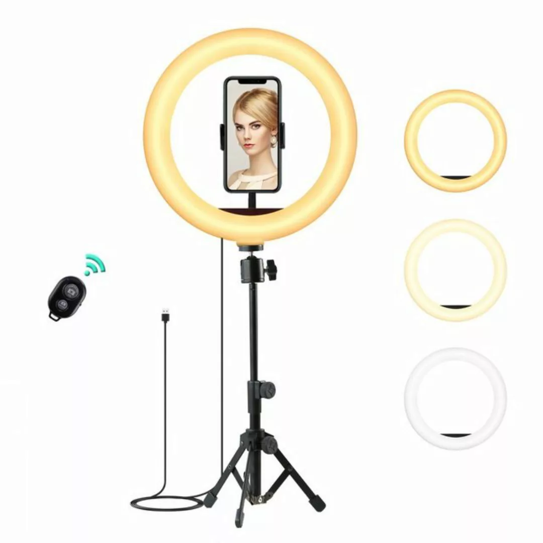 NAIPO Ringlicht, 10" Dimmbar Desktop Steh Ringleuchte 360° Handy Stativ günstig online kaufen