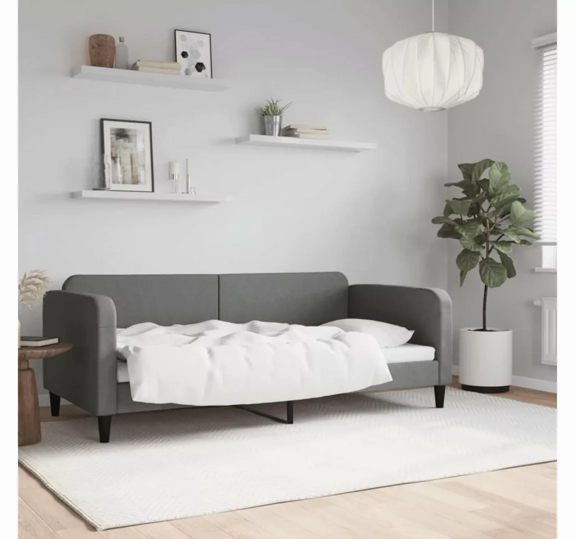 vidaXL Gästebett Tagesbett Dunkelgrau 90x190 cm Stoff Gästebett Gästecouch günstig online kaufen