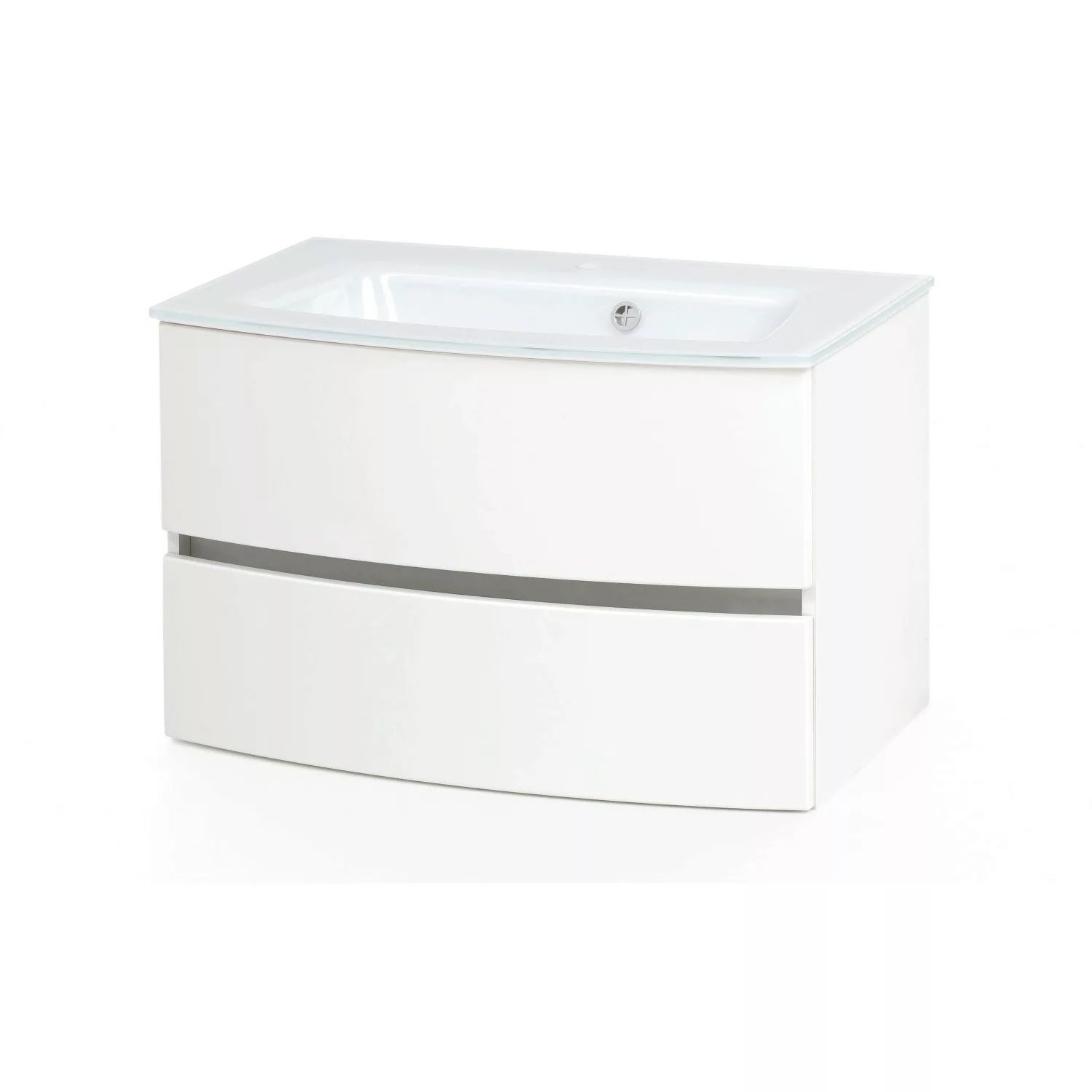 Held Möbel Waschtisch Salerno 80 cm x 53 cm x 49 cm Weiß-Weiß mit Weißes Be günstig online kaufen